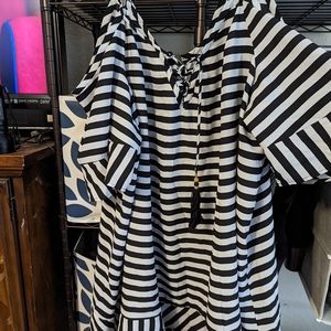 Torrid black and white stripe swim cover up